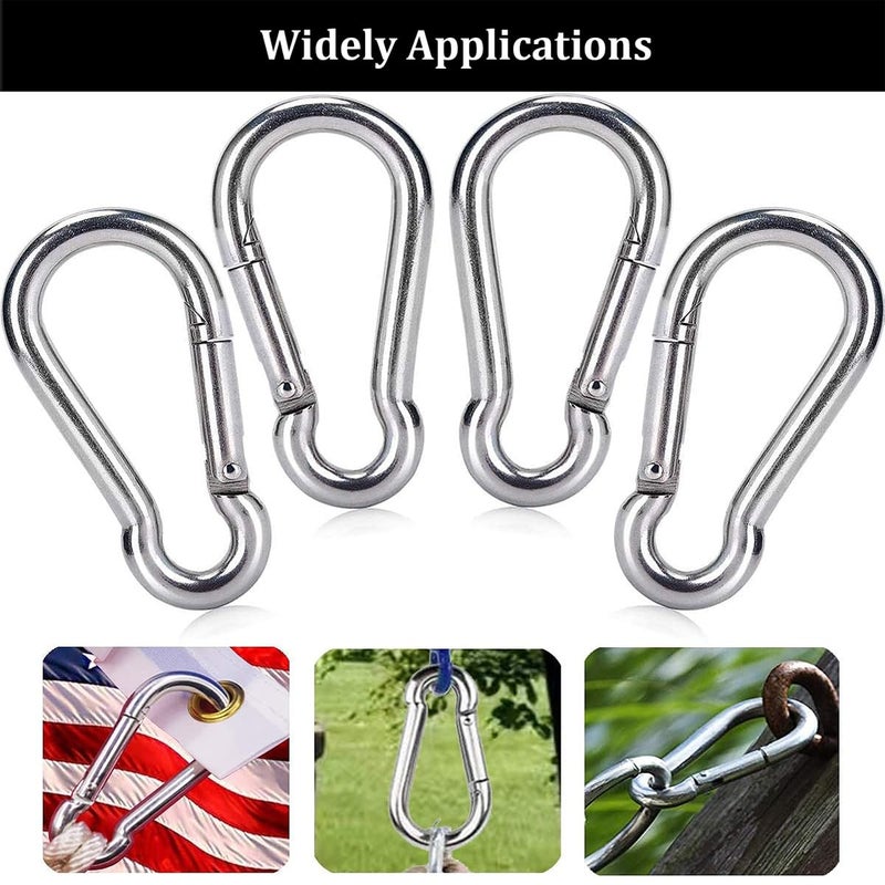 Ailengy 50 Pack 3Inch Safety Spring Snap Hook, 5/16I Galvanized Steel Quick Link Carabiner Clip Hooks, Heavy Duty Steel Clip Buckle for Camping Hiking, Hiking Boating, Fishing, and Traveling - Image 5